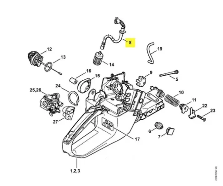 Шланг топливный Stihl для бензопил MS-341/ 361/ 440 №1