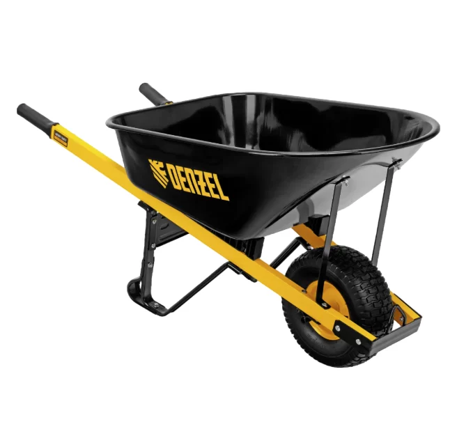 Тачка строительная Denzel усиленная, объем 140 л, 230 кг, колесо 15х6.00-6 №1