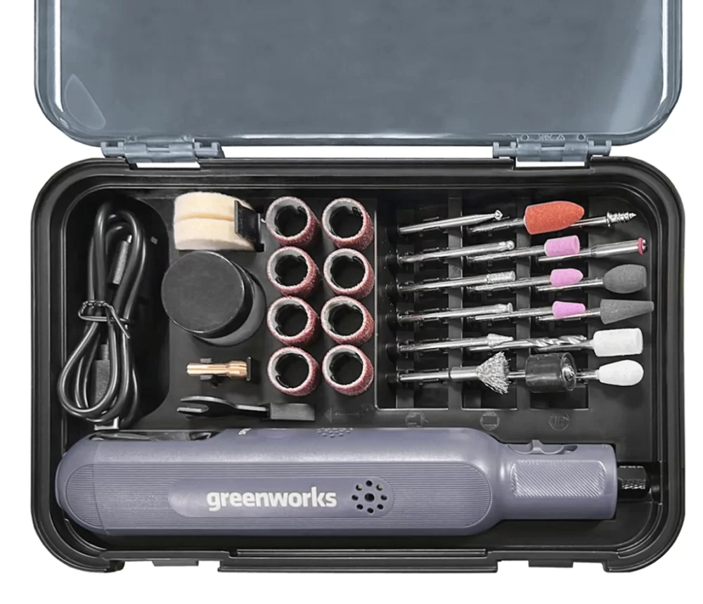 Аккумуляторная гравер Greenworks GPT-8VRT с набором оснастки 52 шт. №1