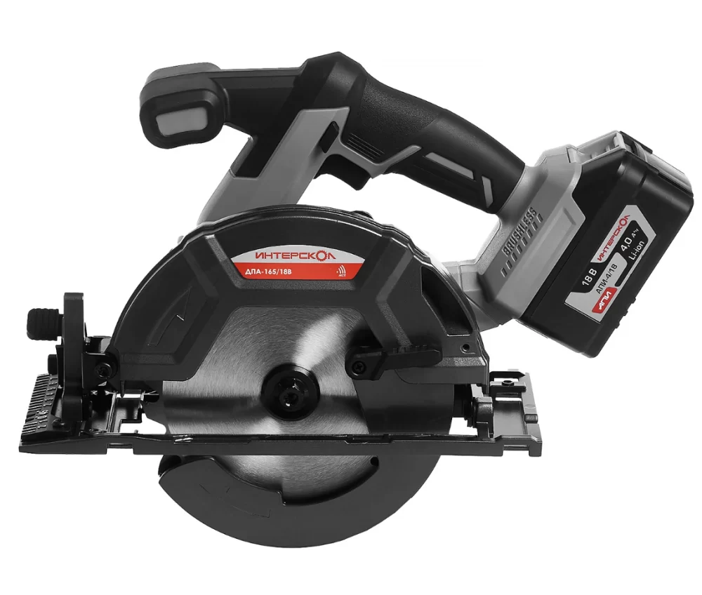 Аккумуляторная циркулярная пила Интерскол ДПА-165/18В АПИ (1х4,0 Ач) в кейсе №1