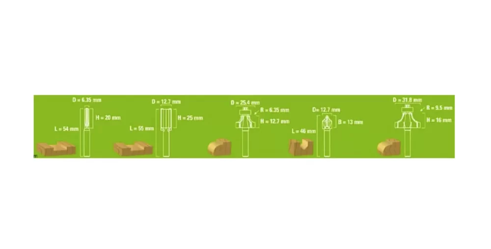 Набор фрез Greenworks 6,35 мм (5 шт) №3