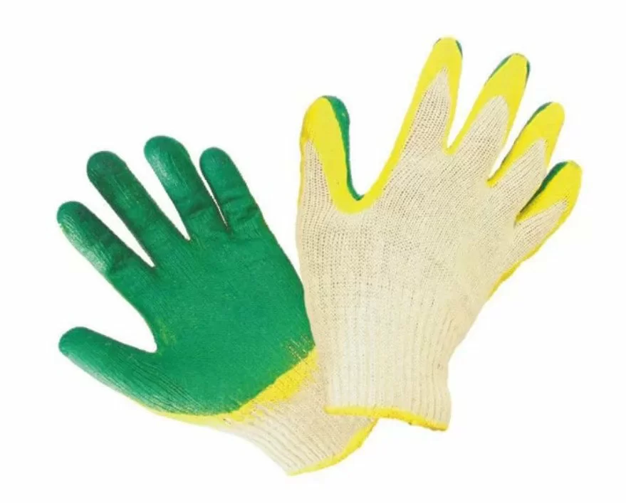 Перчатки ЛидерТекс трикотажные с двойным обливом, зеленые/красные №1