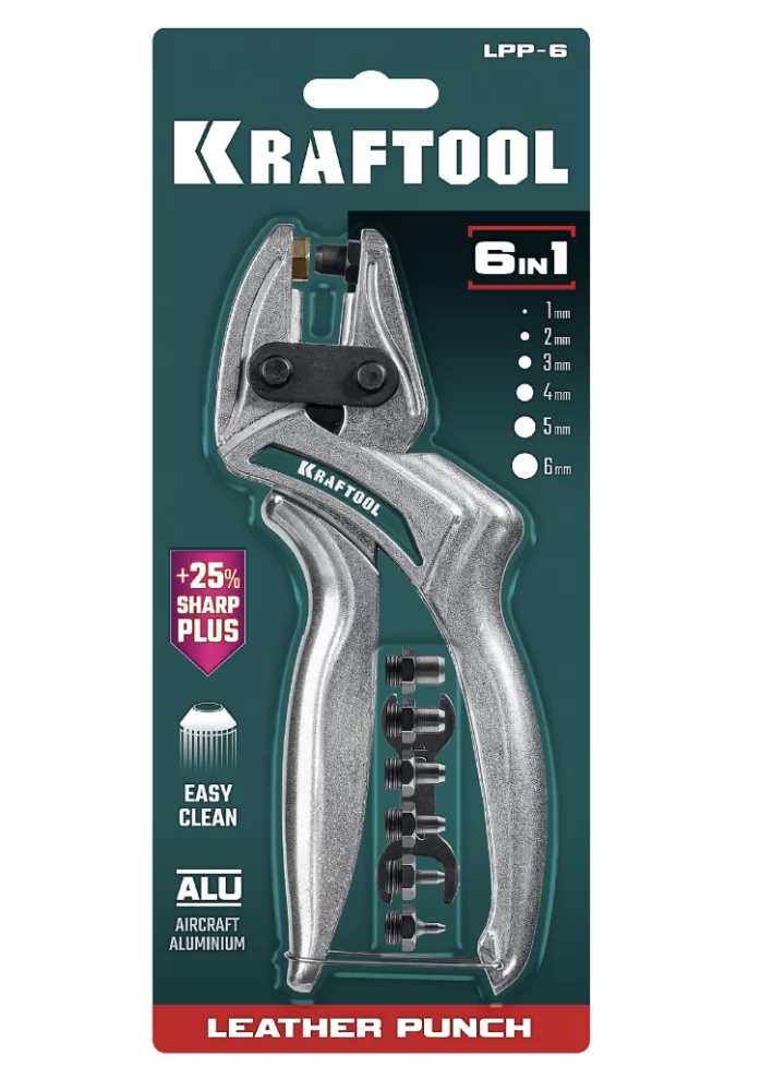 Дырокол для кожи Kraftool LPP-6 1-6 мм с набором насадок, мощный (22952) №1