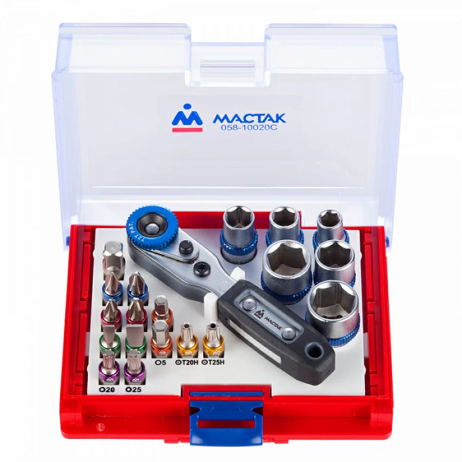 Набор бит и торцевых головок 1/4" Мастак (20 шт) №1