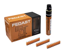 Фото товара «Гвозди Fedast 3,0х19 мм с кованым наконечником Bullet point + газовый баллон (1000 шт)»